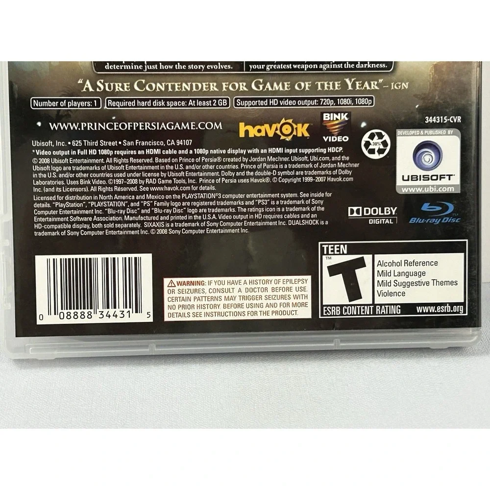 Prince of Persia PS3 PlayStation 3 Complete CIB Disc Excellent Untested